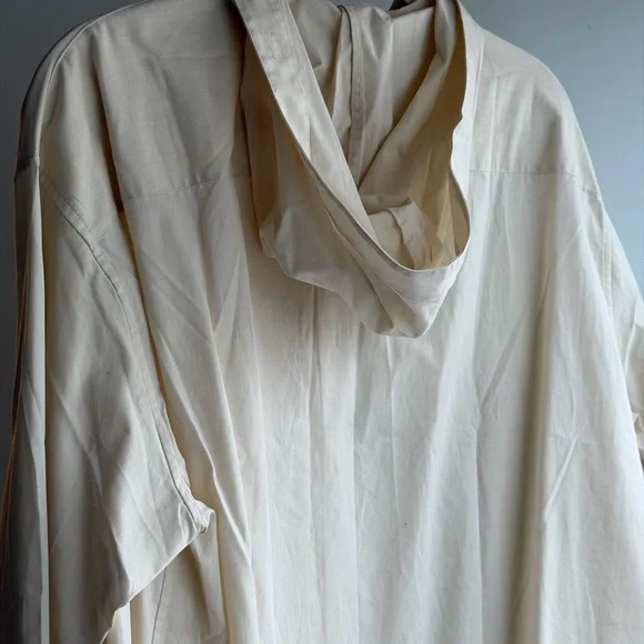 Helmut Lang Men's Beige Hoodie Shirt/Button-Up Shirt